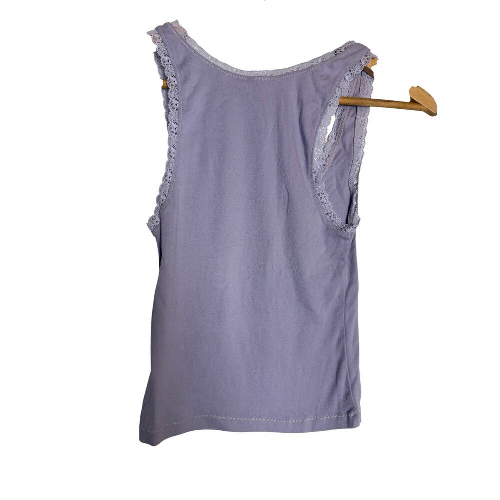 Skims Lavender Purple Lace Pointelle Cotton Scoop Neck Lounge Tank Top Size M - Picture 5 of 6
